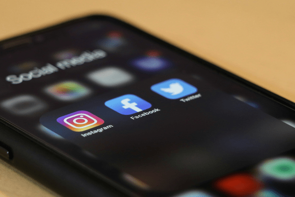 instagram, facebook and twitter apps on an iphone