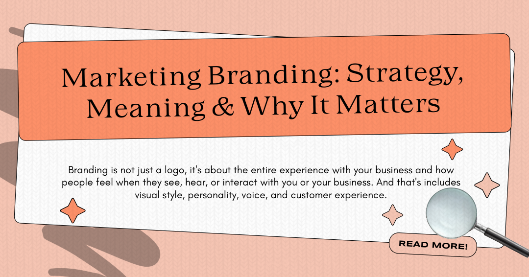 Text-focused graphic on marketing branding, highlighting its significance beyond logos, emphasizing customer experience and visual identity.